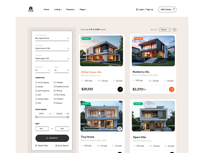 Real Estate Product Listing Page add listing page design product page design real estate home page design real estate landing page real estate product design real estate ui design real estate web design real estate website design