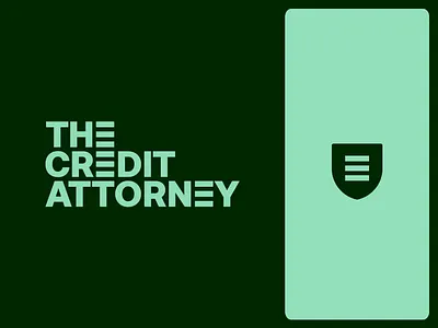 The Credit Attorney logo design attorney branding credit finance fintech icon law lawyer legal legislation logo protect protection shield smart wordmark