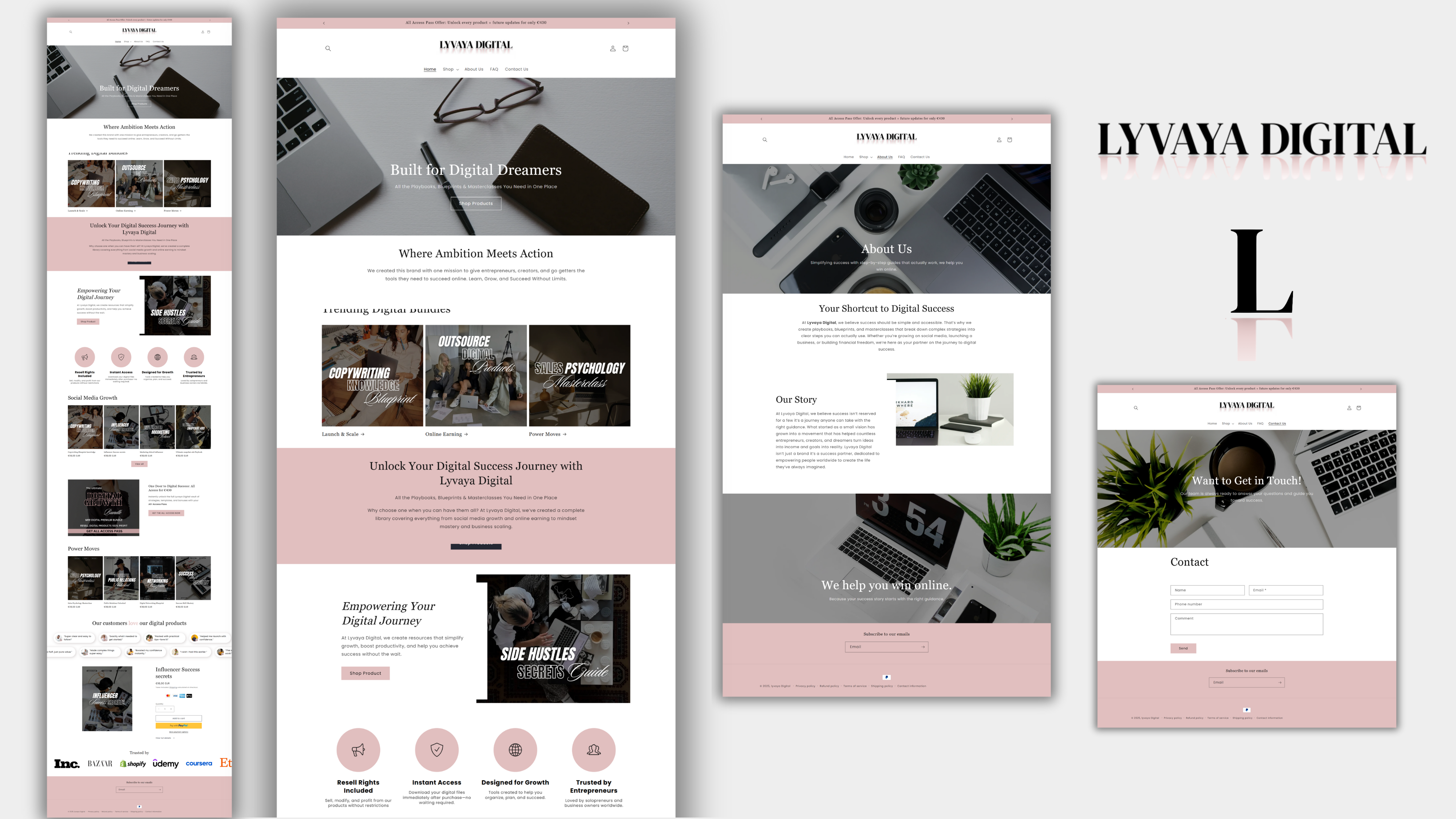 Digital Products Shopify Website brandstory conversiondesign digitalgrowth digitalproducts ecommercegrowth ecommercesolutions ecommercestore ecommercestrategy favicondesign logodesign lyvayadigital moderndesign onlinebusiness shopifydesign shopifydeveloper shopifyexpert sleekdesign socialproof trustbadges webdesign