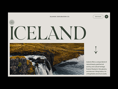 Islandic Exploration Co. branding design header minimal travel typography ui ux web
