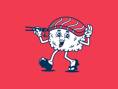 Sushi Mascot 30s 60s brand brand mascot cartoon character character design cute art design food graphic design illustration japan mascot merch restaurant retro retro cartoon sushi tshirt