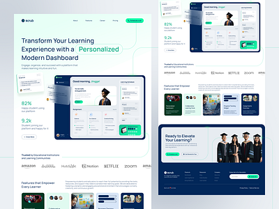 Landing Page- Scrub branding card dashboard e learning education landing page learning marketing productivity student website