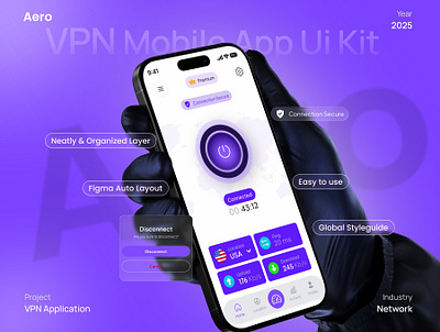 Vpn App app design apps apps inspiration branding dailyux design figma popular product design ui ui8 uiux ux uxlife vpn vpn app vpn home vpn home screen vpn mobile app vpn screen