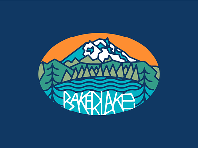 Baker Lake badge baker lake bellingham brand illustration illustrator lake logo mountain mt. baker north cascades pacific pacific northwest trees typ type typography vector washington state waves
