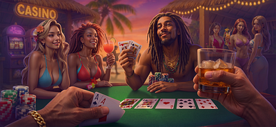 The Higher Hand 2d 2d art banner casino character design concept art gambling igaming illustration poker slot