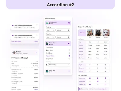UX Accordion Exploration accordion assets banner cat component control figma library list pet product product design receipt shop switch table toggle ui ux vet