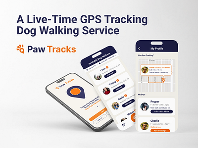 Paw Tracks - A Live Tracking Dog Walking App (Case Study) app branding design graphic design icon illustration logo ui ux vector