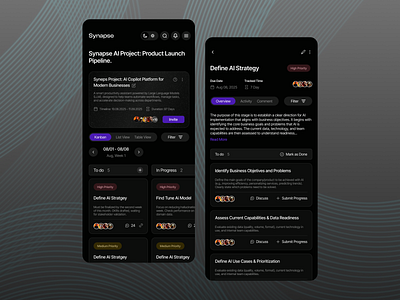 Synapse - Project Management Dashboard SaaS - Mobile Version dashboard mobile project management responsive saas uiux