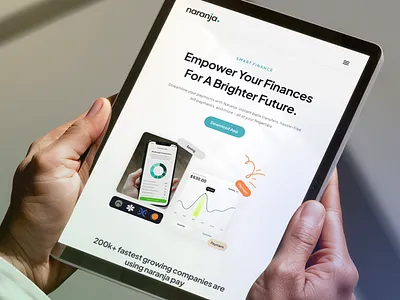 Naranja - Fintech Landing Page - Mockup app clean design financial fintech landing page minimal mockup naranja saas template ui ux web website