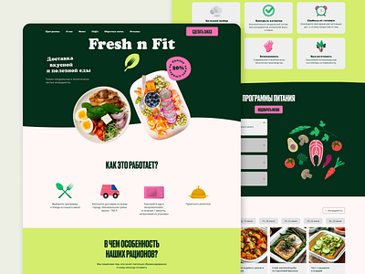 Fresh n Fit – healthy food delivery landing page design illustration ui ux