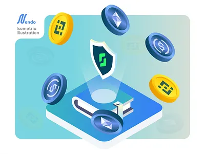 Crypto Currency Illustration crypto icon illustration isometric