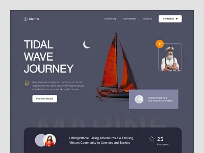 Marine Membership Clubs adventure design creative design dribbble shot hire me landing page luxury travel marine design modern ui ocean vibes sailing adventure sailing website uiux wb design yacht club yacht rental