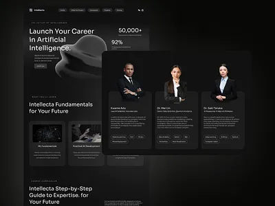 AI Course Dark Futuristic Landing Page about us ai artificial intelligence blog card chat gpt course course landing page dark dashboard ecommerce futuristic gradient landing page machine learning online course tech technology