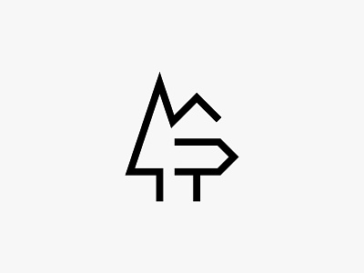 Guidepost 2 icon logo modern mountain outdoor post sign simple tree
