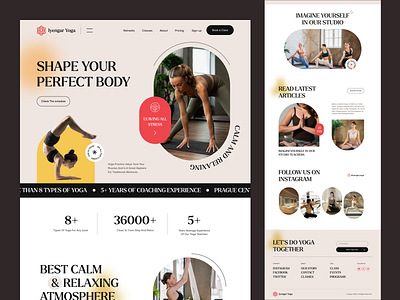 Iyengar Yoga Landing Page branding design dribbble best shot ecommerce fitness gym homepage landing page sport trending ui uidesign ux web web design webdesign website workout yoga yoga landing