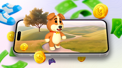 Walking App Rewords 3d animation app design fintech gamification illustration logo reword ui ux walking