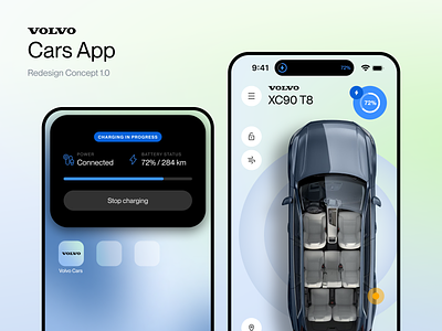 Volvo Cars App app design appdesigner application automotive car charging concept design dynamic island electric electricity ios iphone iphone14 mobile app product design ui user interface ux volvo
