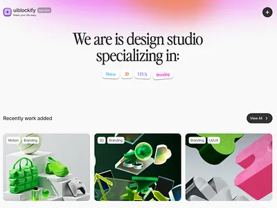 Light version hero section colorful components copy to figma graphic design hero light uiblockify web studio