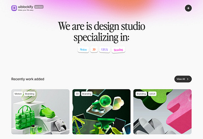 Light version hero section colorful components copy to figma graphic design hero light uiblockify web studio