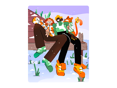 ❄️ cat character couple cuddle design illustration photoshop snow winter