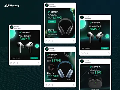 Social Media Ad Designs for Marketplace | Masterly ad design advert designs advertisement colorful crypto design device ads digital marketing ecommerce gadgets graphic design illustration modern design online store post design social media ads tech ui uiux ux