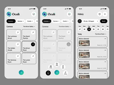 Oculi : a mobile app for monitoring and managing security camera creativeprocess designcommunity designmatters designthinking digitaldesign mobiledesign opentowork productdesign uidesign uxdesign