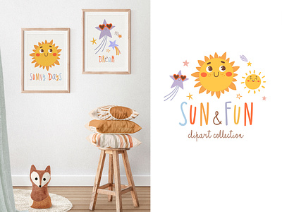 Sun & Fun collection card cartoon character childish design digital funny graphic design illustration nursery poster print sun vector
