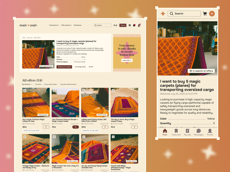 Example of Magic carpet web-site