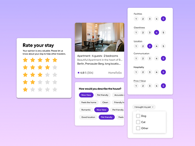 Rate your stay! ⭐️ apartment feedback feedback form form hometogo hospitality rating review reviews selector stars ui ux