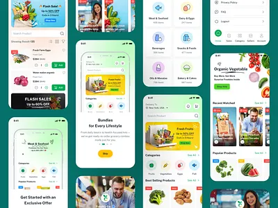 Framly – Grocery Shop Mobile App UI Kits 🔥 buy case study ecommerce figma fresh grocery shop grocery store mobile app oranic store supper shop app suppershop ui design ui template ux design