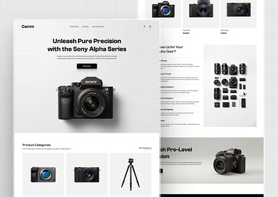 Sony Alpha Landing Page Design camera website creative portfolio design figma framer imaging technology landing page lens design optics photography precision camera product marketing professional gear sony alpha tech design uiux visual storytelling web design website design