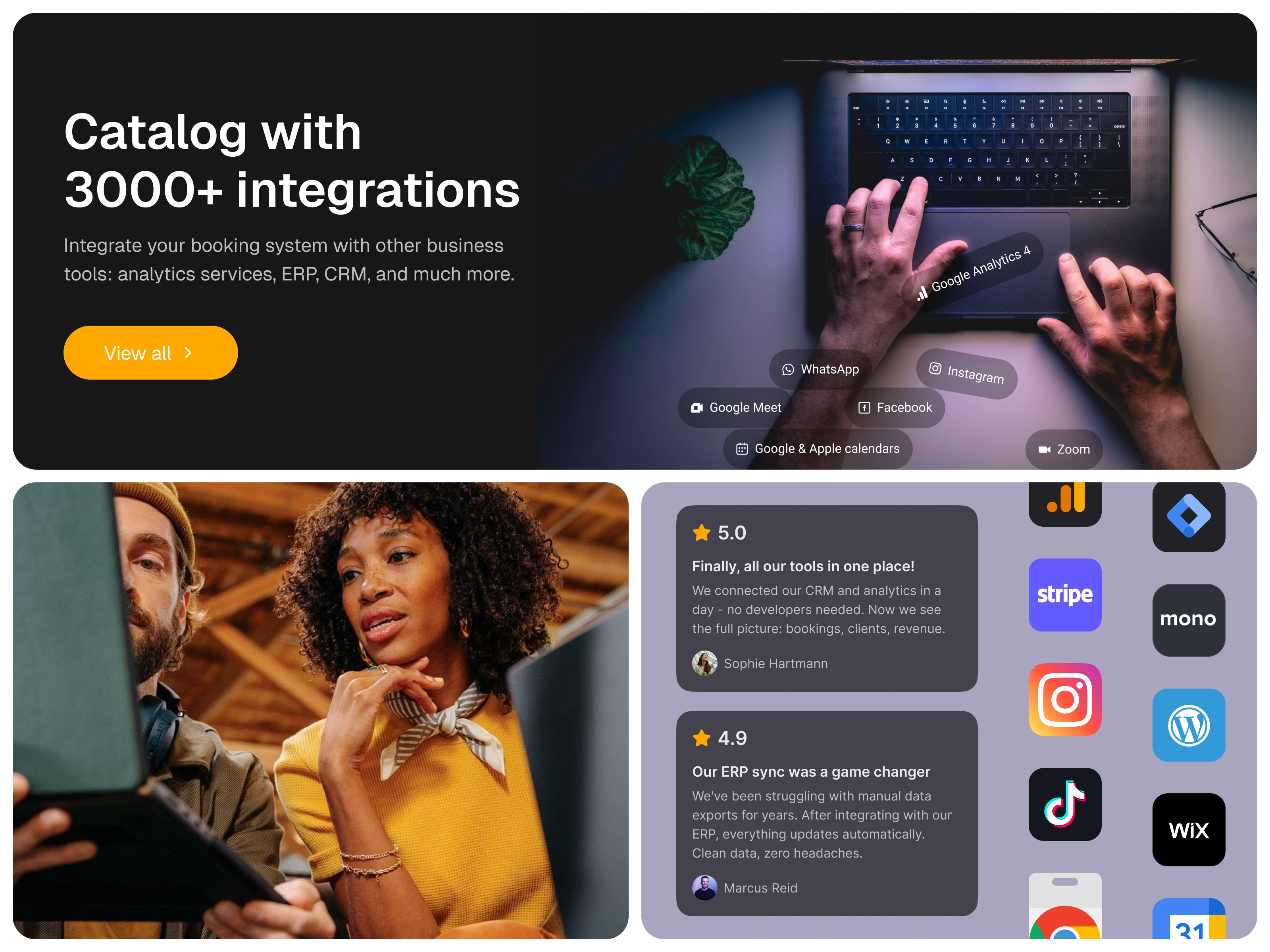 Integrations Section - SaaS Booking Platform banner bookingapp crm dashboard design graphic design inner sections integrations it landing page productdesign reviews saas ui ux webdesign