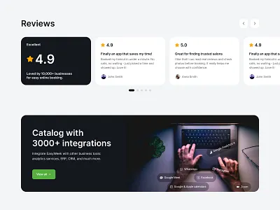 Landing page sections banner crm design graphic design inner sections integrations it landing page reviews saas ui ux webdesign