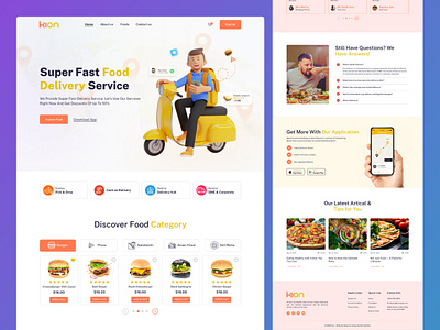 Food Delivery Website Landing Page Design branding clean design delivery food food delivery foodapp frash design hero section landing page mordern design outdoor product design restaurant ui design uiux ux design visual design web design website website design