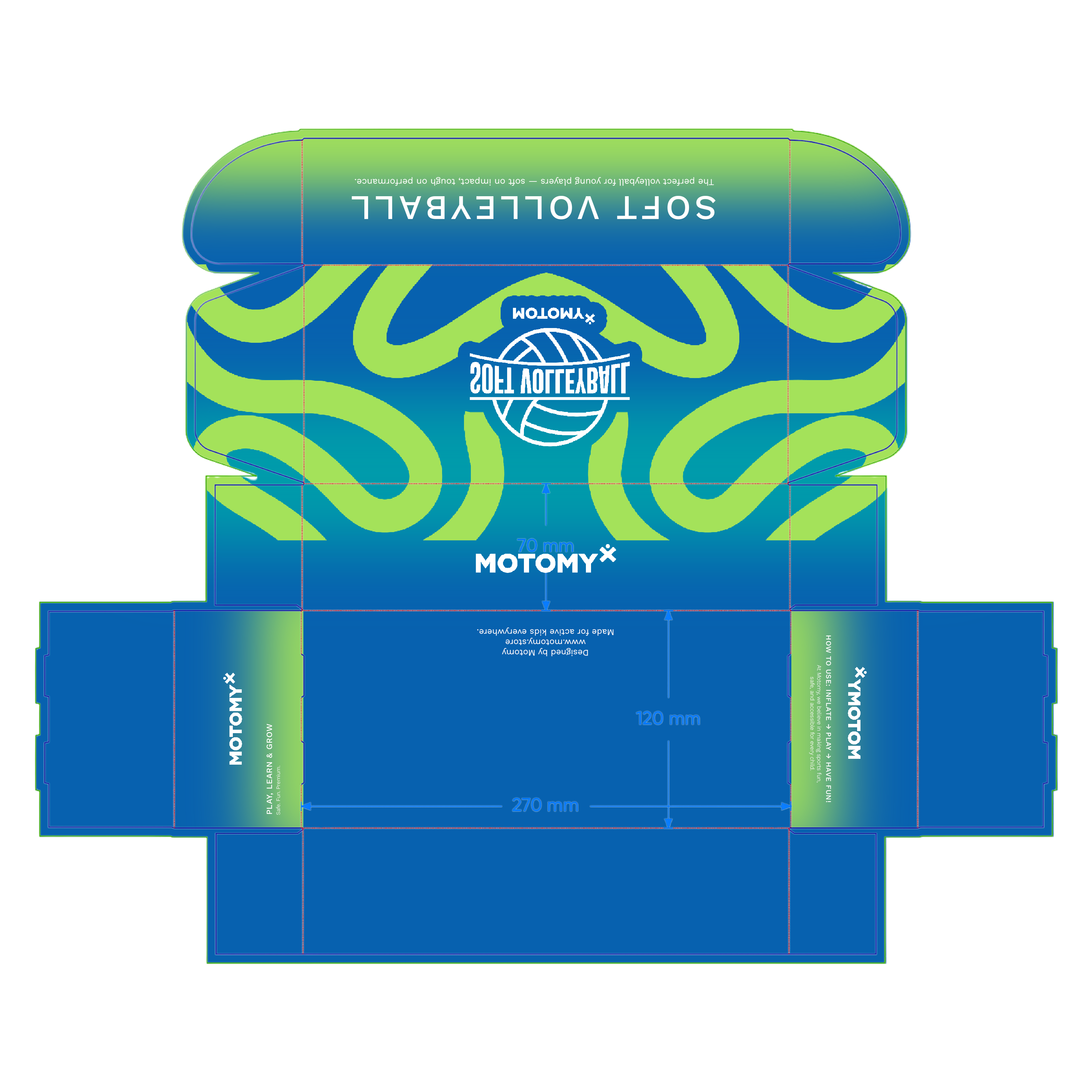Soft Volleyball Packaging Design – Motomy box design label design packaging design