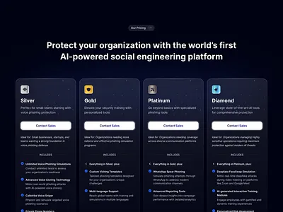 Modern SaaS Pricing Page – AI Cybersecurity Platform ai saas cybersecurity ui dark mode ui pricing table saas ui subscription design web app design