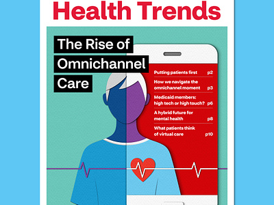 CVS Health Trends - The Rise of Omnichannel Care digital doctor editorial health healthcare illustration magazine medical ominichannel paper art papercut patient virtual