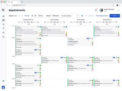 Automotive Repair Shop Scheduling Dashboard – SaaS UI appointment booking automotive ui calendar management ui saas dashboard scheduling app
