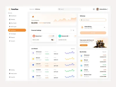 ForexFlow - Dahboard dashboarddesign designinspiration fintechdesign forexflow forextrading uidesign uxdesign