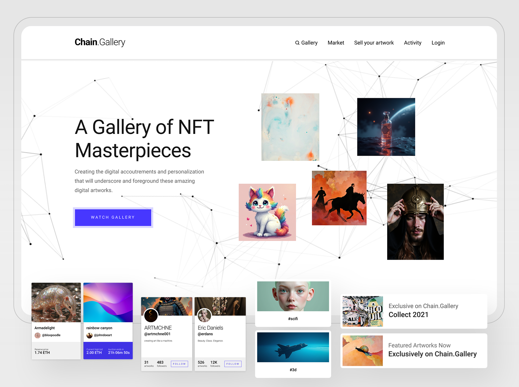 Chain.Gallery: Website Design app art branding crypto dashboard design illustration logo nft ui website design