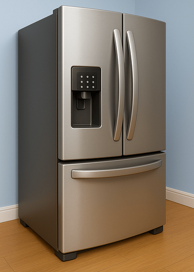 Modern French Door Refrigerator 3D 3d french door fridge modern kitchen appliance refrigerator repair service stainless steel refrigerator top rated refrigerator