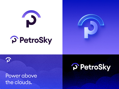 PetroSky - Logo Concept 2 brand branding cloud creative logo dome gradient hosting jeroen van eerden lettermark logo logos modern logo design monogram p petrosky pulse radar sky visual identity design