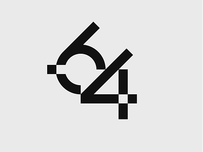 64 monogram 64 branding design graphic design illustration logo logo numbers logotype minimal monogram numbers symbol typography