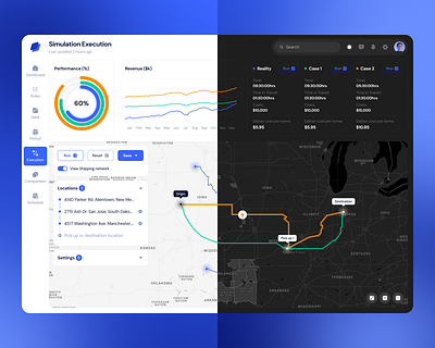 Simulation Execution Dashboard Concept annadesign blue illustration logistic simulation ui uidesign