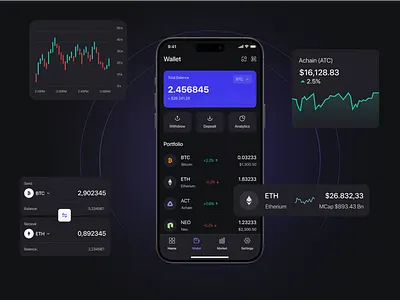 Crypto Wallet App UI app branding design illustration mobile app product design ui uidesign ux uxdesign