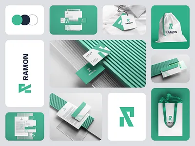 RAMON Modern Branding adobe illustrator brand identity brand logo branding branding design branding guidelines branding mockup business card creative logo custom logo dribbble fashion flat logo green logo design logo presentation marufiam modern logo visual identity