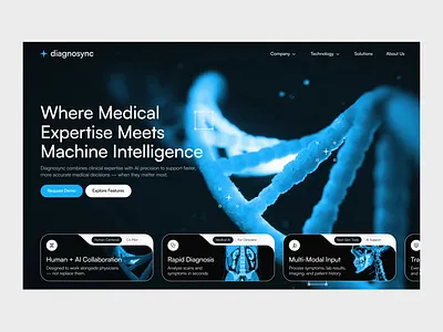 Diagnosync – AI Powered Healthcare Web App ai ai healthcare clinic desktop doctor healthcare homepage interface medical medicine motion patient saas ui ui animation visual web web design website