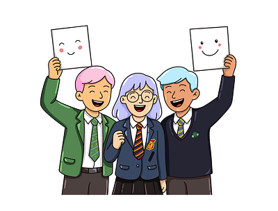 GCSE Students branding children design digital art education illustration educational art exams happy happy kid illustration illustration children learning maths art maths exam school school uniform students uniform