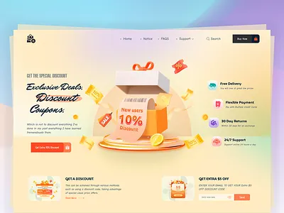 Get a Discount Header Style card clean discount money newsletter send wallet