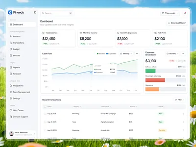 Saas Finance Dashboard - Fineeds clean dashboard finance minimalistic product design saas ui ui design uiux uiux design ux ux design web web design website